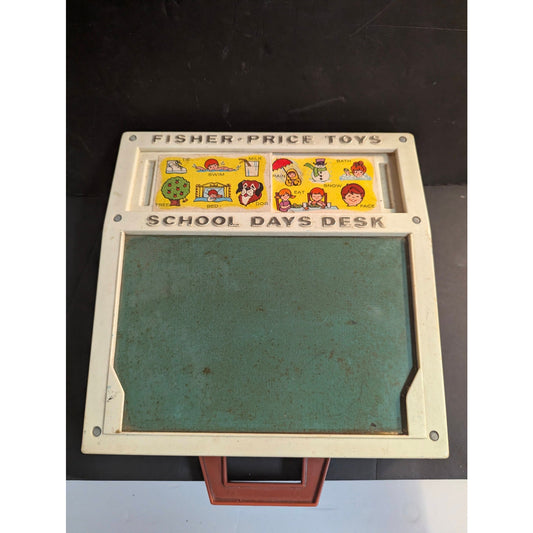 Vintage Fisher-Price School Days Desk Toy Chalkboard Learning Playset Case