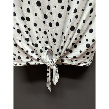 Thyme + Honey Women's White Polka Dot Reversible Tie-Hem Top NWT Size Medium
