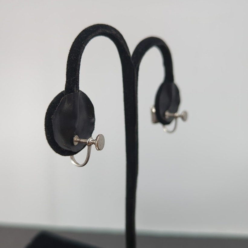 Vintage Emerald Cut Clear Rhinestone Screw Back Earrings Y2K Old Hollywood