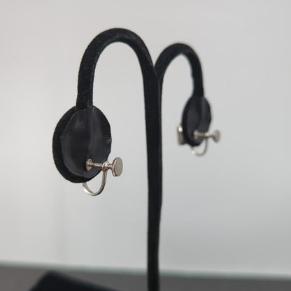 Vintage Emerald Cut Clear Rhinestone Screw Back Earrings Y2K Old Hollywood