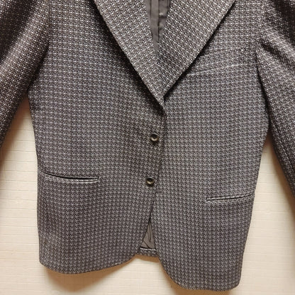 La Mar Mens polyester vintage jacket blazer coat brown blue 1970s Large 2 button