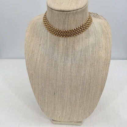 Vintage Fashion Necklace Choker collar DOM goldtone Reticulated Bendable CHUNKY