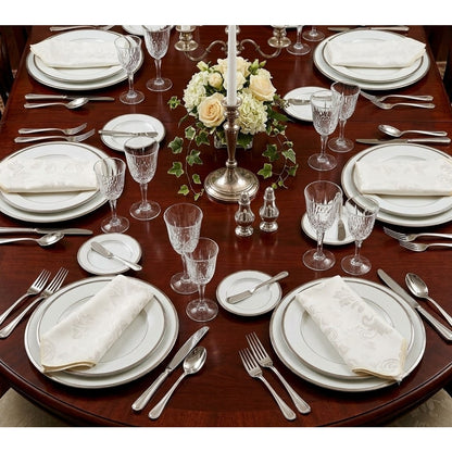 Vintage Fashion Industries White Jacquard Damask Napkins Set of 6 Floral 17"