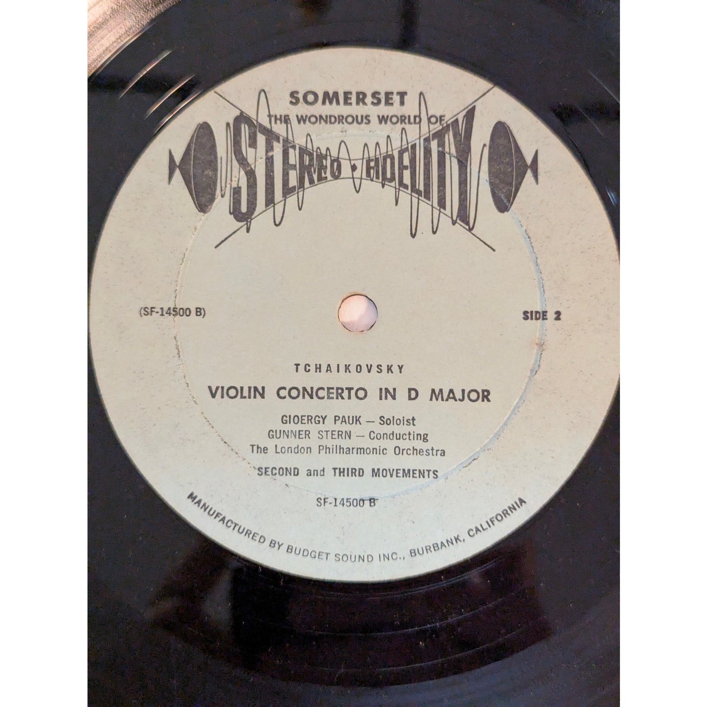 Vintage Tchaikovsky Violin Concerto Somerset SF-10200 Stereo Fidelity Vinyl LP