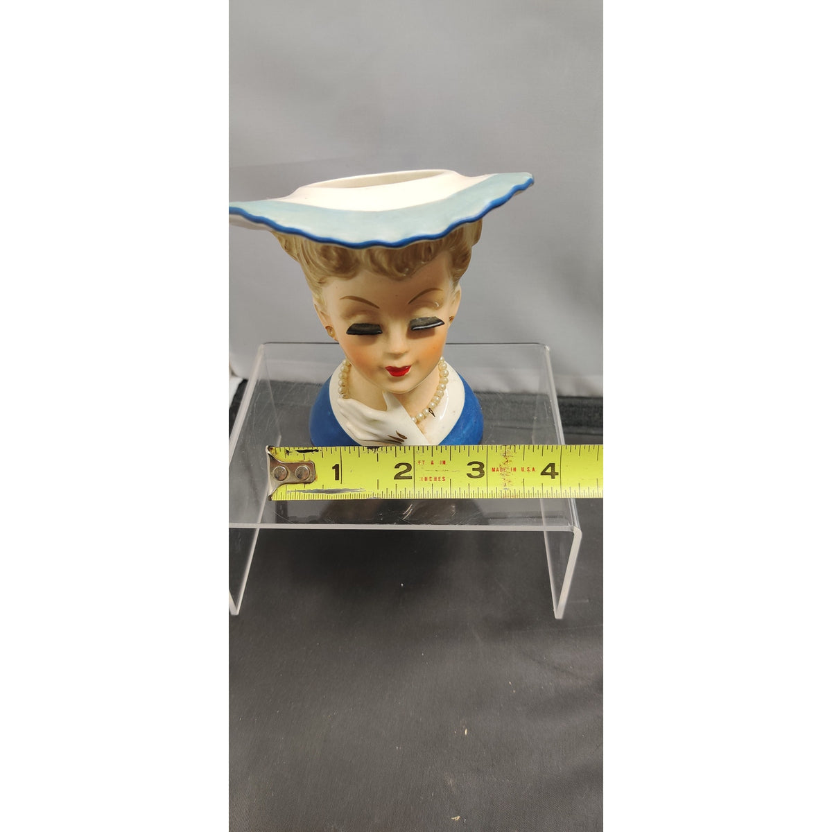 Napco A5046 Blue Lady Headvase Planter MCM Kitsch Retro Collectible Ceramic Vase