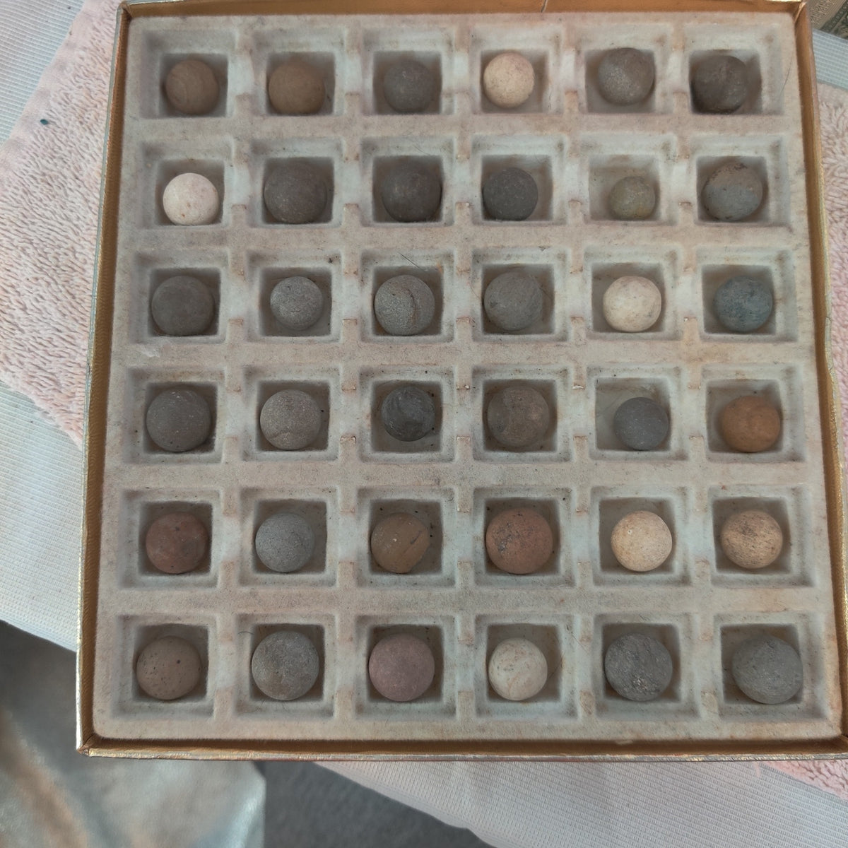 Antique German Handmade Clay Marbles Bulk Job Lot of 36 Player Size 9/16" #H6