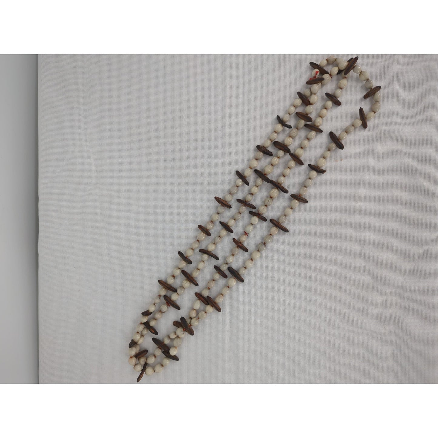 Vintage Double Strand Natural Seed & Wood Bead Necklace Boho Island Beach Chic