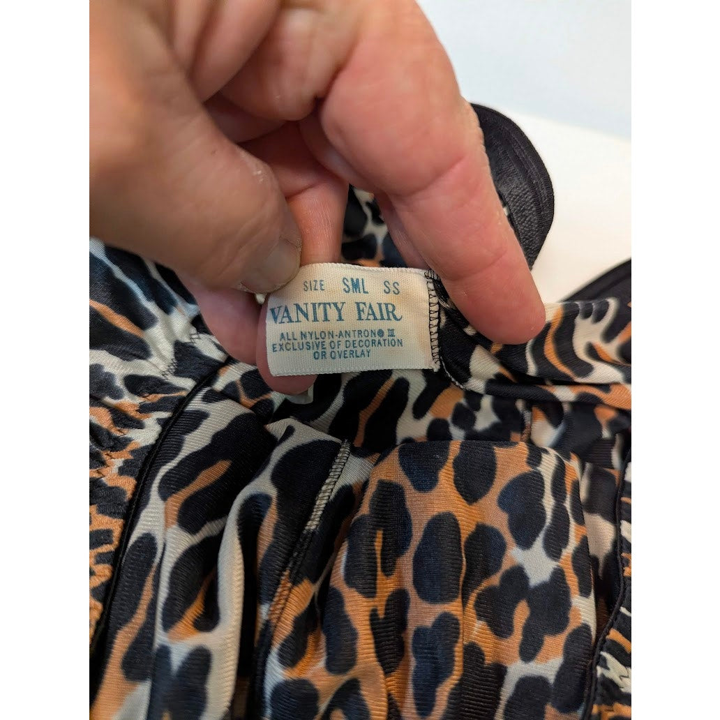 Vintage Vanity Fair Leopard Slip Skirt Double Slit Retro Y2K Intimates Small