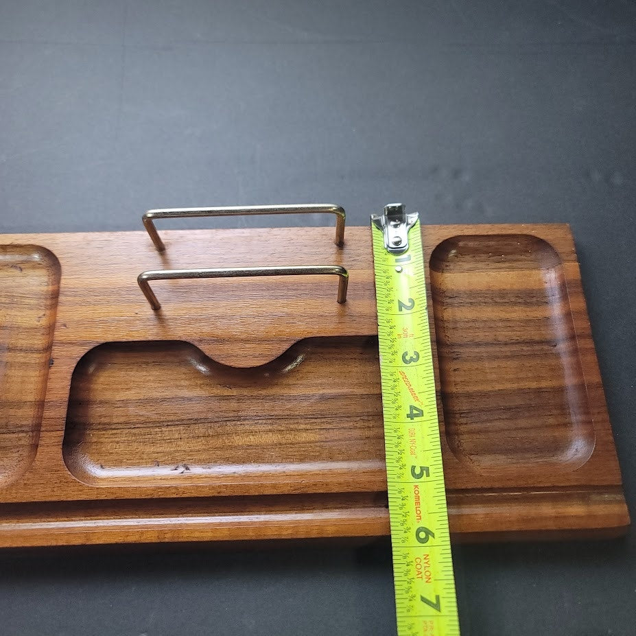 Mid-Century Modern Solid Teak Valet tray Gentlemans Desk Organizer Vanity Jewels