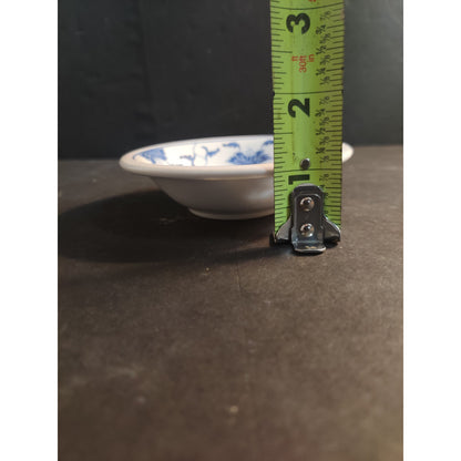 Vintage 4.5" Blue And White Porcelain Miniature Bowl Floral Trinket Dish Taiwan