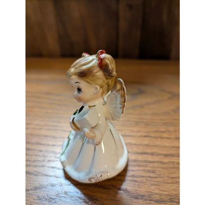 Vintage Josef Originals Christmas Angel Figurine with white box and Holly Accent