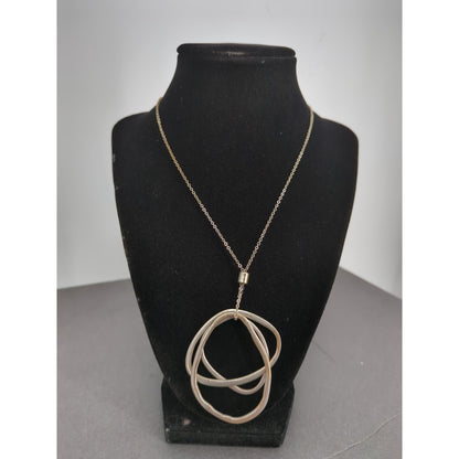Vintage Interlocking Hoops Necklace Long Pendant Modernist Organic sculpture