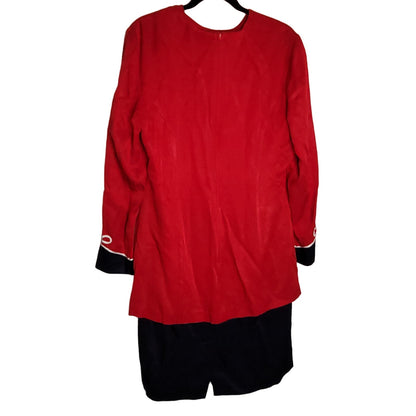 Vintage 80's DANNY & NICOLE Red white blue drop skirt dress long sleeve Large