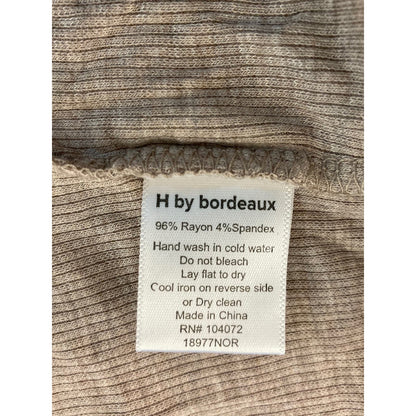 H by Bordeaux Rib Knit Tie Waist Short Sleeve Top Sz XL/Extra Large in Sand NWT