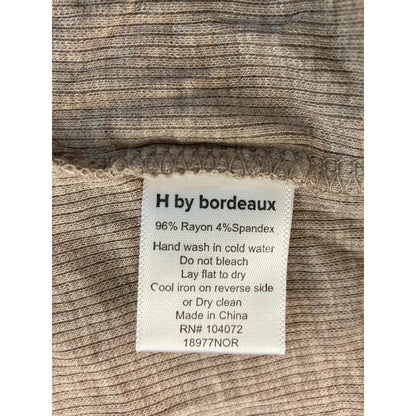 H by Bordeaux Rib Knit Tie Waist Short Sleeve Top Sz XL/Extra Large in Sand NWT