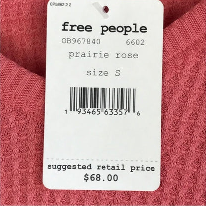 Free People NEW Prairie Rose PINK SANTA CLARA thermal top OVERSIZED SHIRT