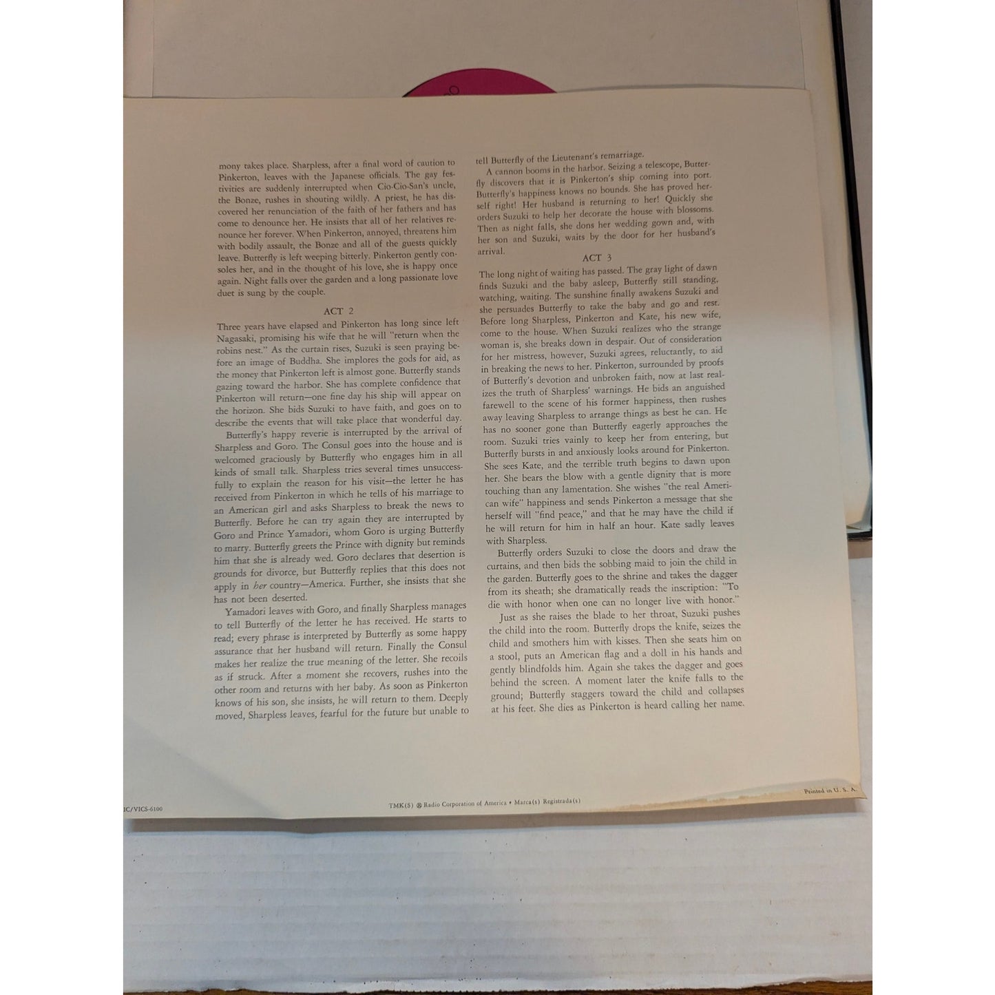 Puccini Madama Butterfly Moffo Valletti RCA Victrola VICS6100 Stereo 3LP Box Set