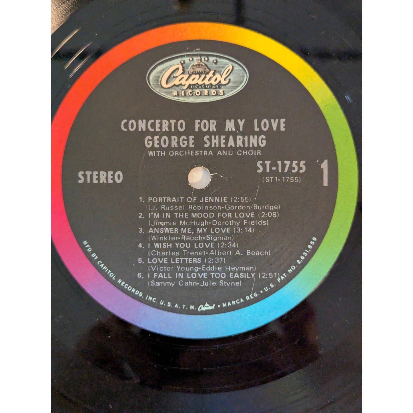 Vintage George Shearing Concerto for My Love Capitol ST-1755 Stereo Vinyl LP