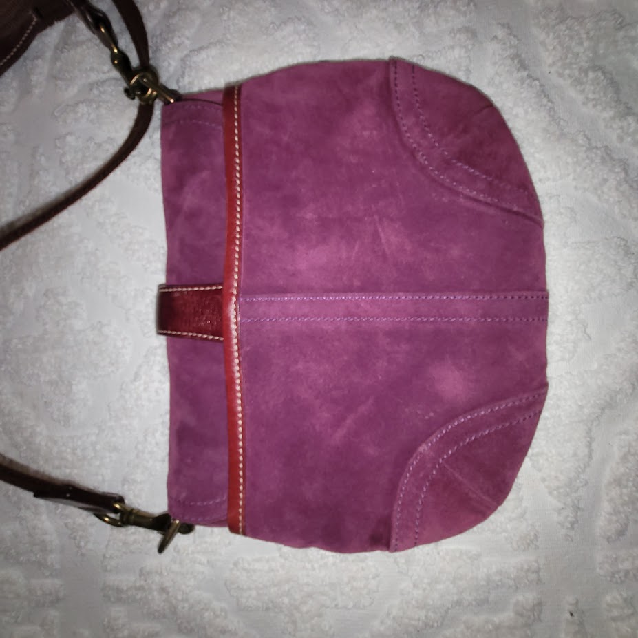 Coach Soho Magenta Suede Flap Shoulder Bag Vintage Y2K Boho Buckle Purse 10389