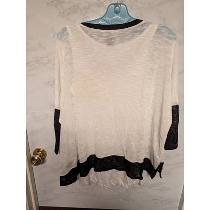 Grace Elements Size Medium White Black Knit Blouse Top Layered