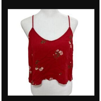 Nordstrom BP. Red floral Women’s tank top Crop V Neck Size Small Camisole Top