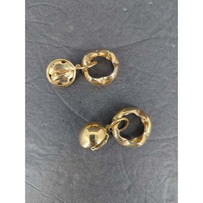 Vintage Gold Tone Swirl Knot Clip On Earrings Retro Jewelry Dangle MCM minimal