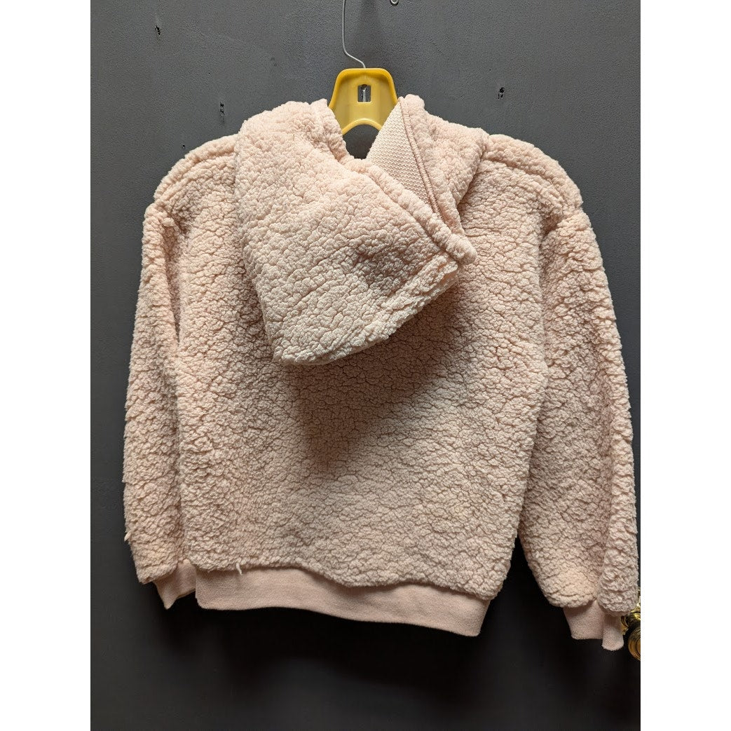 Treasure & Bond Blush Pink Teddy Fleece Pullover Kangaroo Pouch Hoodie Small/MED