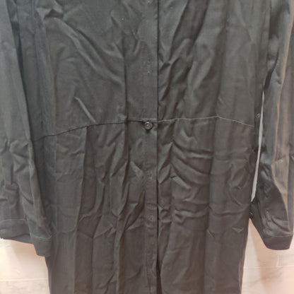 Milan Kiss Black Long-Sleeve Maxi Shirt Dress Viscose XL Collared Button Front
