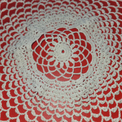 Vintage Italian Round Crochet Doily Pineapple Lace Motif White Shabby Chic