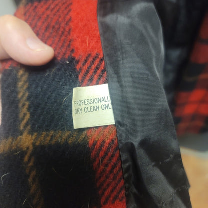 Portrait Vintage Red Black Plaid Wool Duster Coat Goth Grunge Academic Large