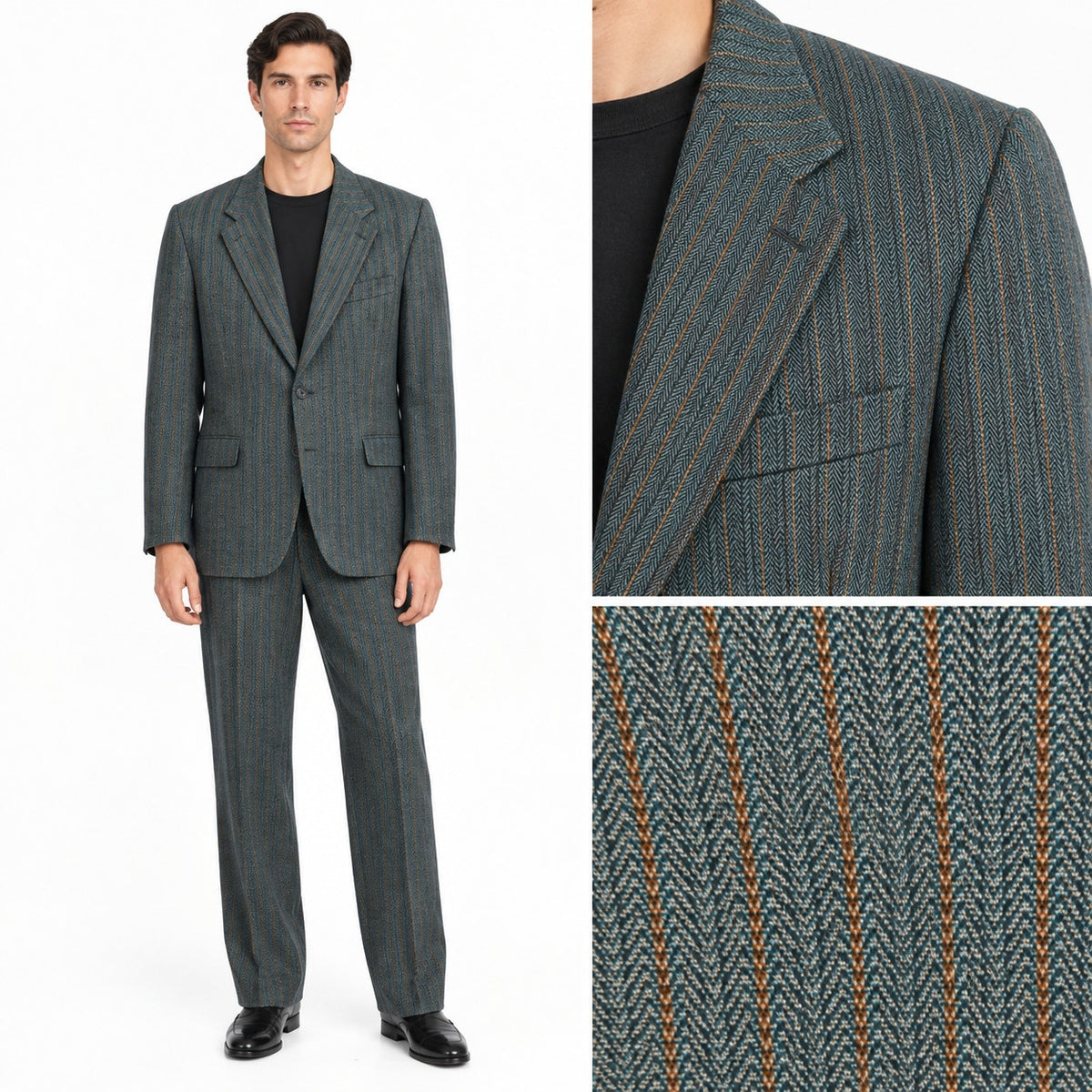 Hart Schaffner Marx Vintage Stripe 2 Piece Blazer Jacket Pants Suit ROCKABILLY