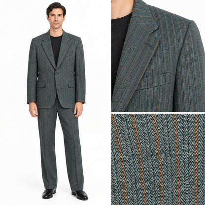 Hart Schaffner Marx Vintage Stripe 2 Piece Blazer Jacket Pants Suit ROCKABILLY