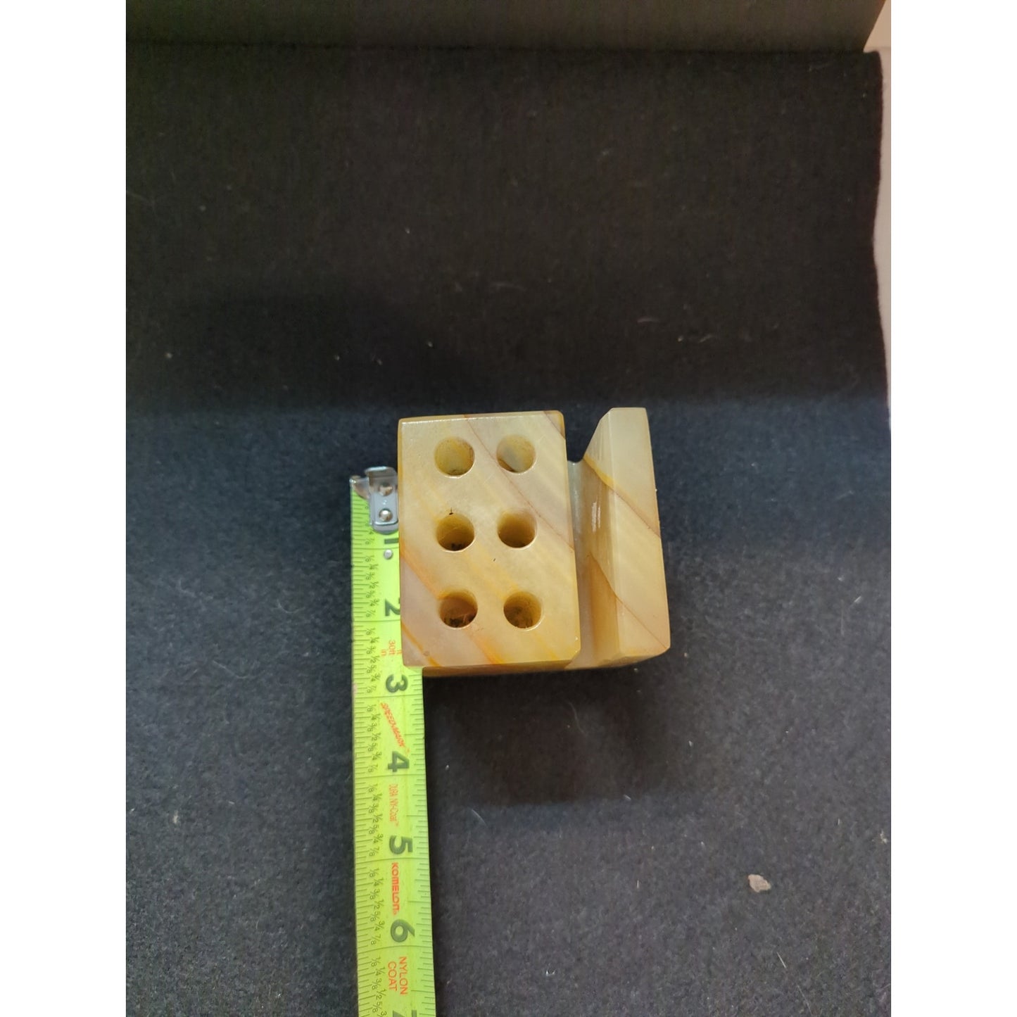 Vintage Carved Onyx Desk Organizer Pen Holder Letter Slot MCM  Office Kitsch