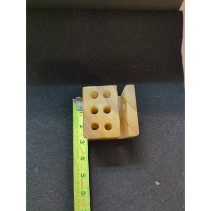 Vintage Carved Onyx Desk Organizer Pen Holder Letter Slot MCM  Office Kitsch