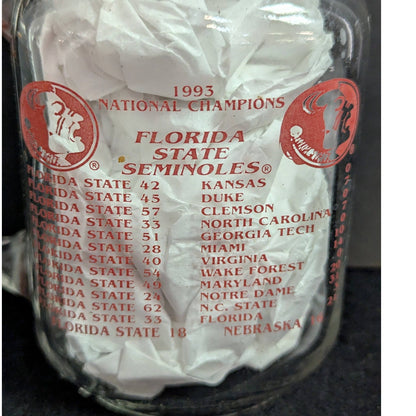 Vintage 1993 Florida State Seminoles National Champions Mason Jar Mug FSU