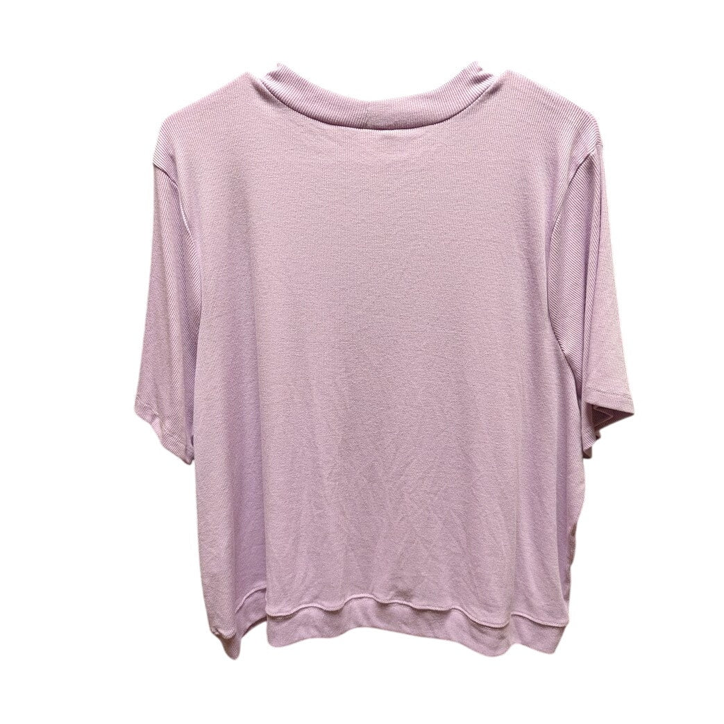 bp. SIZE 3X short sleeve blouse top shirt career casual ribbed crew neck