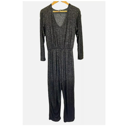 NEW LA LA LAND CREATIVE CASUAL  Sweater Knit Jumpsuit Charcoal SIZE medium COZY