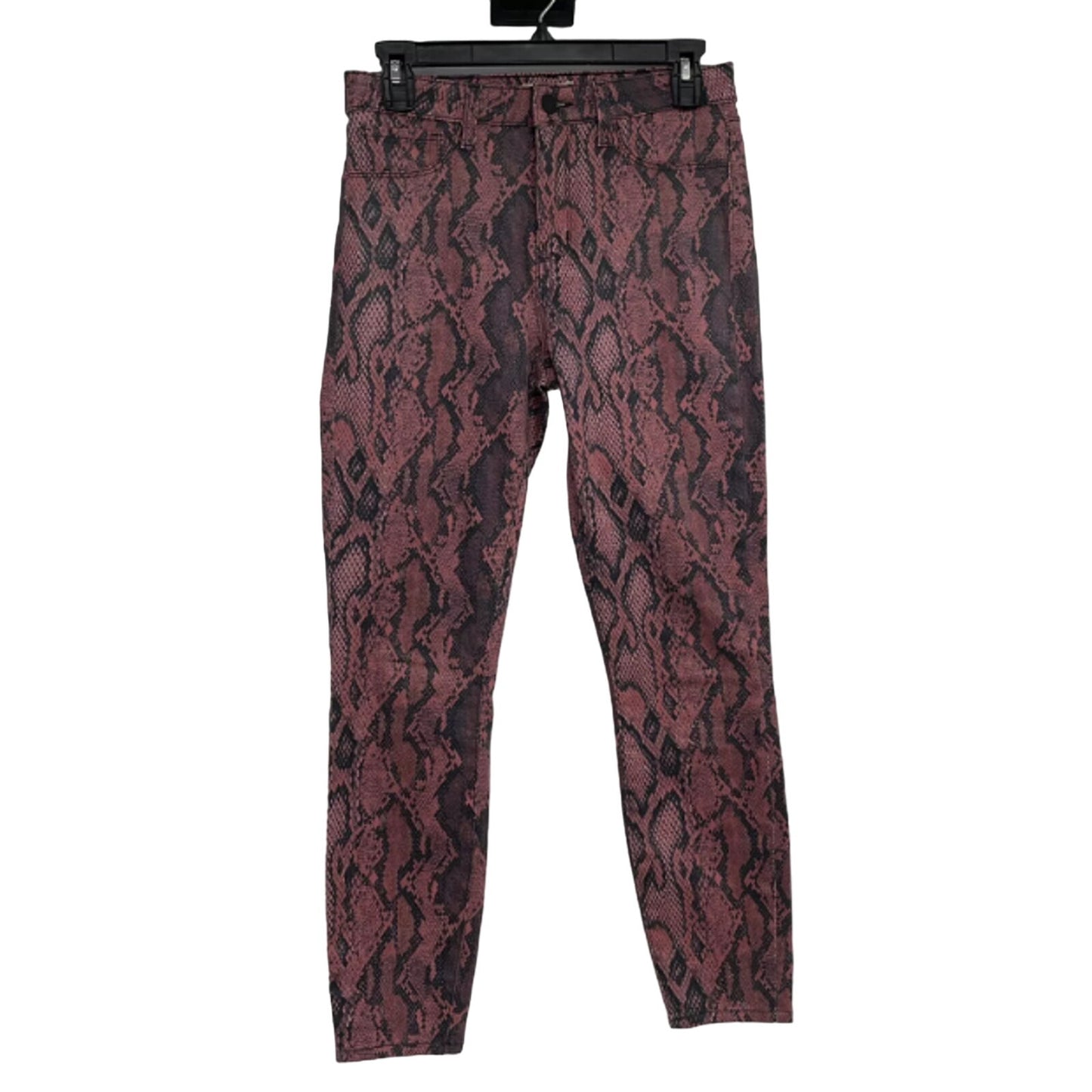 L'AGENCE Margot Aurora Coated Snake-Print Skinny Jeans Garnet Women’s 24 NEW