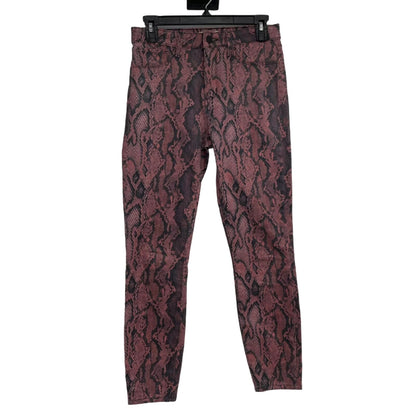 L'AGENCE Margot Aurora Coated Snake-Print Skinny Jeans Garnet Women’s 24 NEW