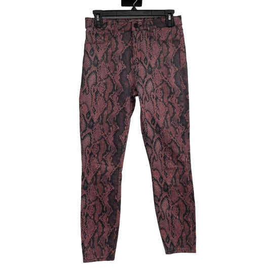 L'AGENCE Margot Aurora Coated Snake-Print Skinny Jeans Garnet Women’s 24 NEW