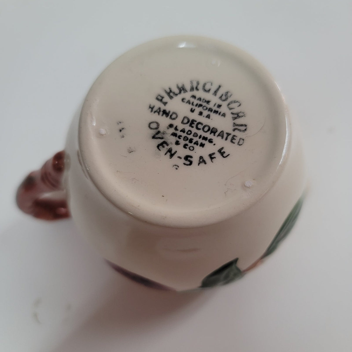 FRANCISCAN VINTAGE SYRUP JUG PITCHER CREAMER Apple USA Backstamp