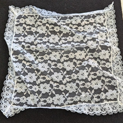 Vintage square lace white bridal handkerchief wedding head cover