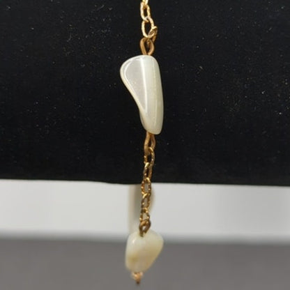 Vintage Coquette Dainty Gold Tone Mother of Pearl Shell Bracelet Dainty Bridal