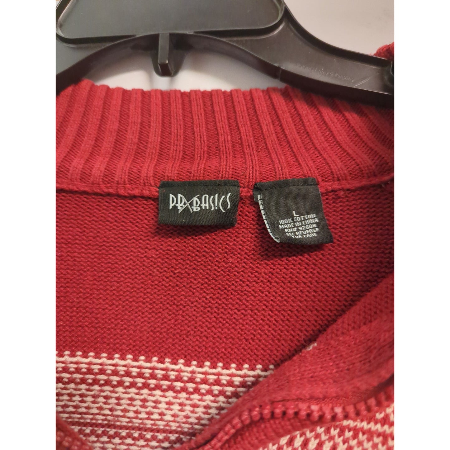 PBX Basics Size Large Red Fair Isle Quarter-Zip Apres Ski Sweater IcelandWear