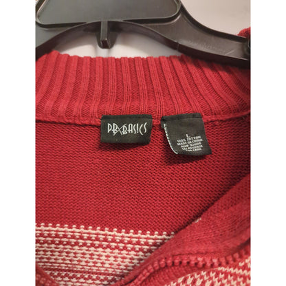 PBX Basics Size Large Red Fair Isle Quarter-Zip Apres Ski Sweater IcelandWear