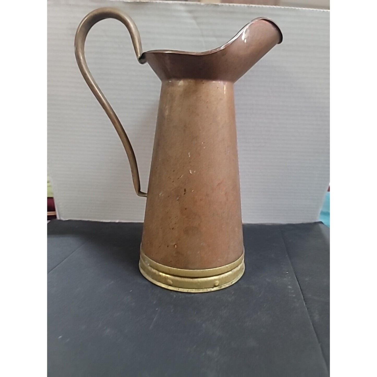 Vintage Tagus R-62 Copper And Brass 11” Pitcher. Made In Portugal.