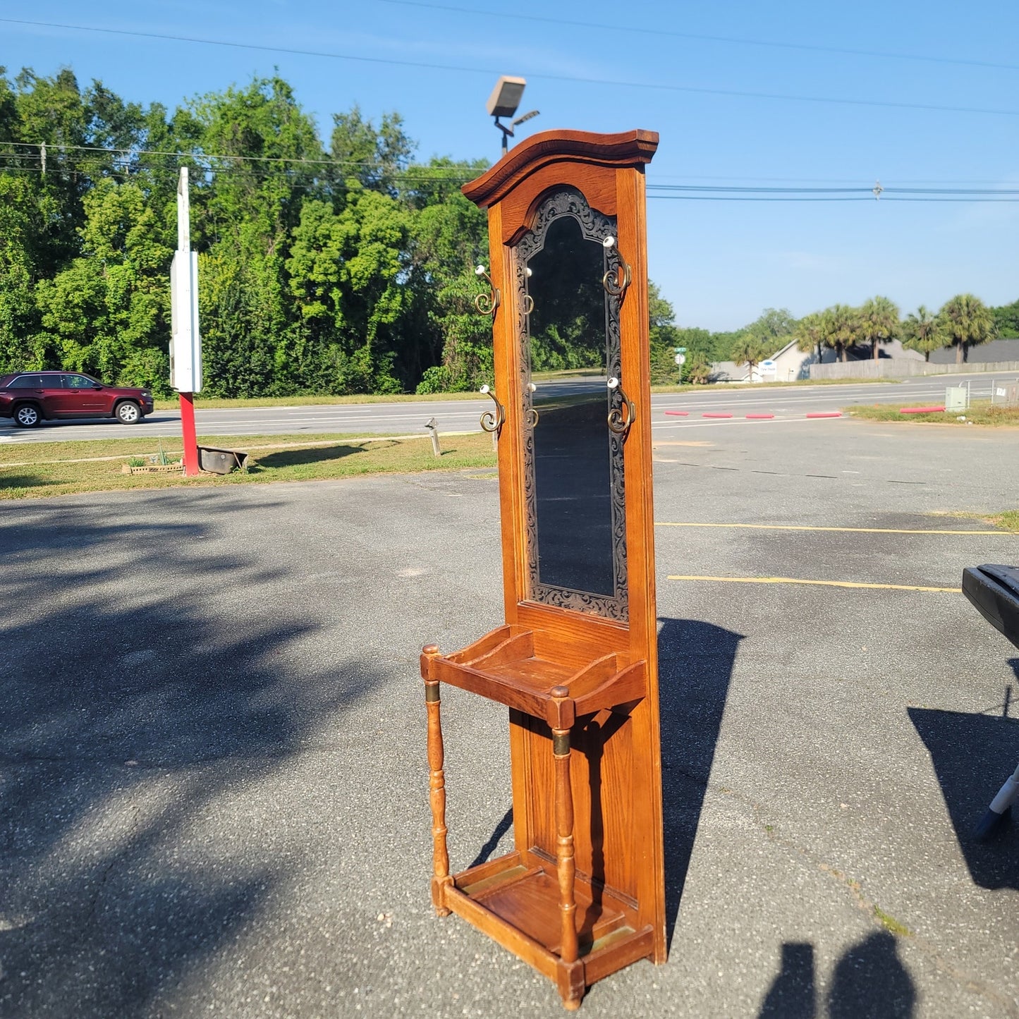 Secondhand Sandies: hall tree foyer coat rack umbrella stand shelf