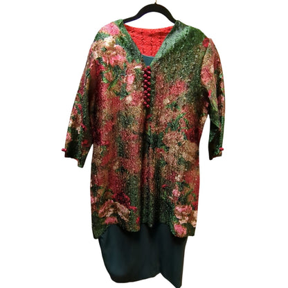 Vintage Floral Tapestry Jacket Sheath Dress 3X Elegant Formal Mother of Bride