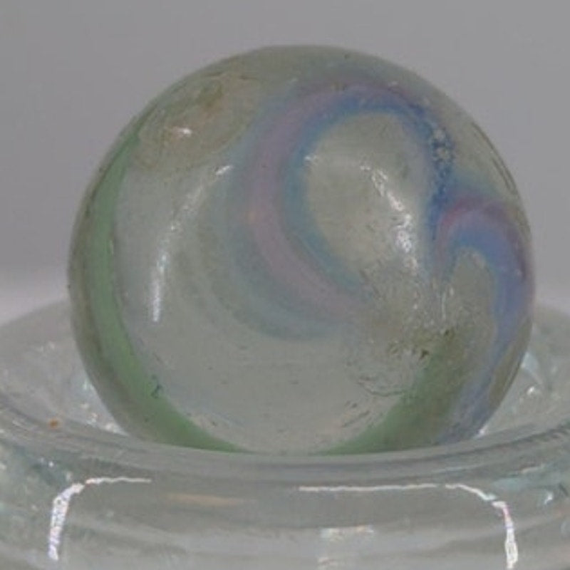 Antique German Peewee Latticinio Core Swirl Glass Marble 7/16" Toy Gem #BOXA4