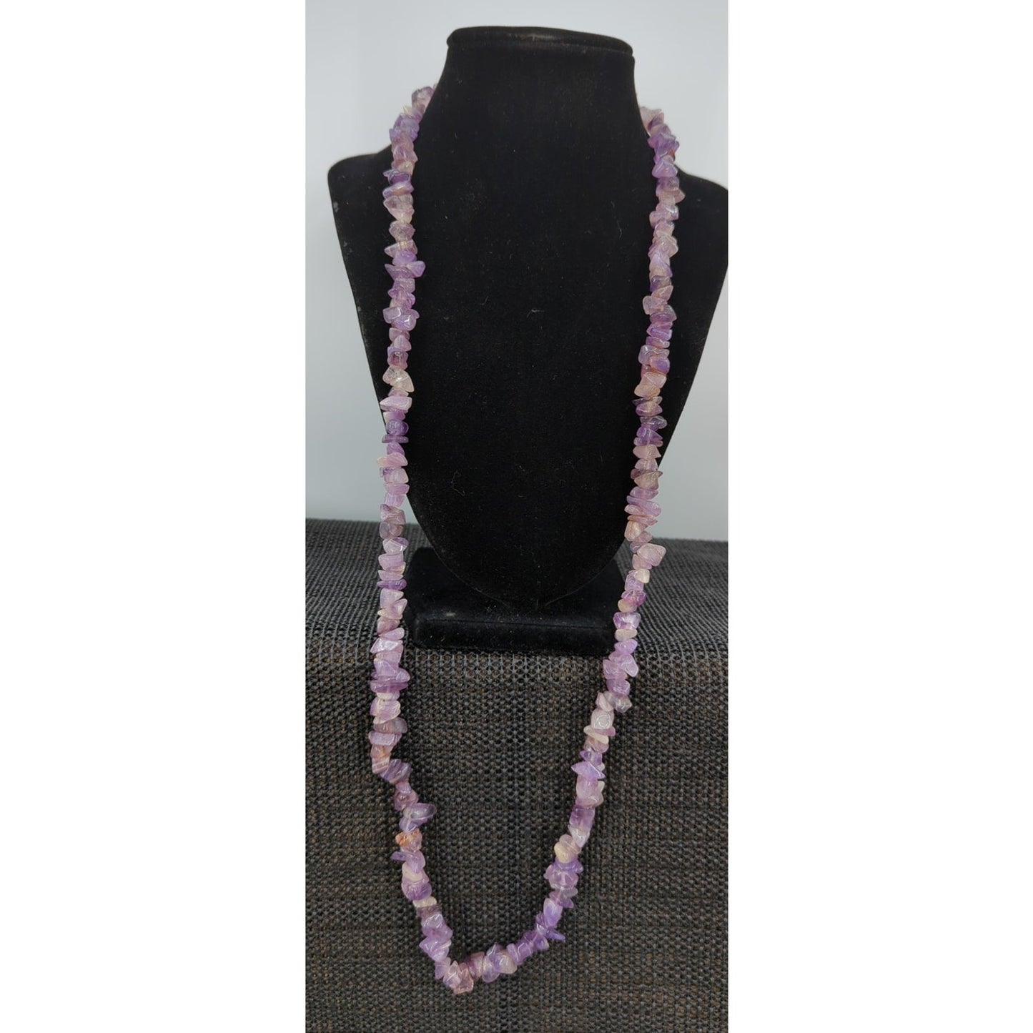 Vintage Endless Necklace 17" Amethyst Chip Layered Strand BOHO earthmother